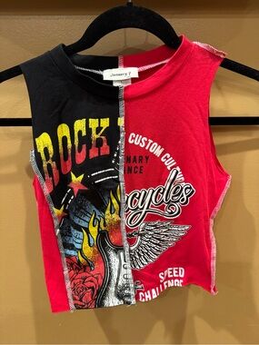 January 7: women’s : double design Red & Black Biker Graphic Tank Top: medium